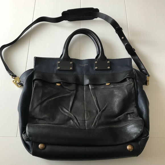 rag & bone: Large Navy/Black Pilot Purse - Picture 3 of 12